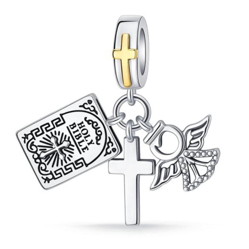 New Cross Charms The Virgin Mary Angel Pendant Beads Necklace Fit Original Copper Bracelets Fine Jewelry Diy Gift