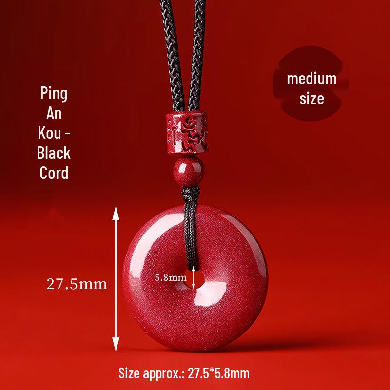 Purple Gold Sand Cinnabar Peace Buckle Pendant Necklace for Men and Women