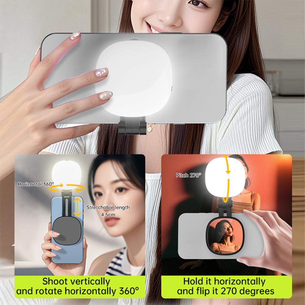 Telefon Magnetyczne Piękno Światło Selfie Transmisja na Żywo Ręczne Światło Wypełniające z Lusterkiem do Makijażu Przenośne Zewnętrzne Światło LED Wypełniające