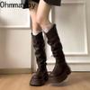 Autumn Winter Platform Thick Bottom Women Long Boots Fashion Slip On Shoes Vintage Ladies Knight Botas