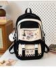 Schoolbag: Korean style cherry blossom peach pink with creamy strawberry kitten, academy style, multi-layered backpack for middle and high school 
