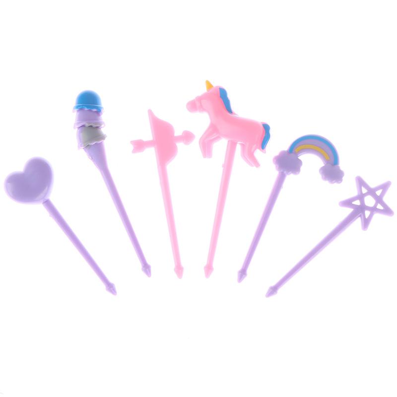 Candy Fruit Fork Food Grade Plastic Mini Cartoon Kids Cake Fruit Toothpick Bento Lunch Bento Accessories Party Decoration Supply