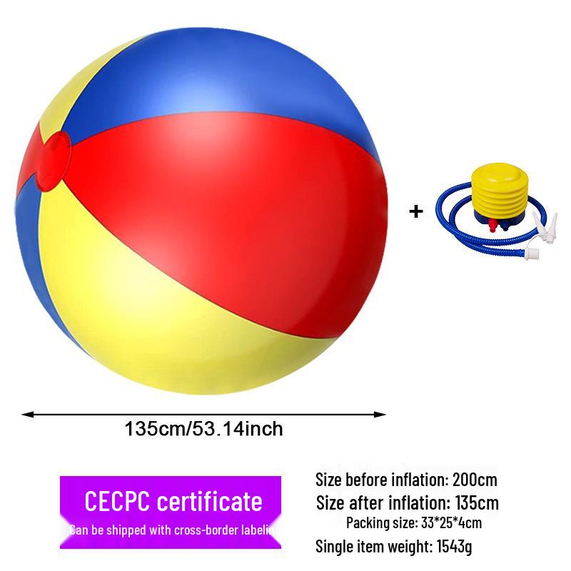 Large Inflatable Three-Color Beach Ball for Outdoor Fun and School Sports Activities