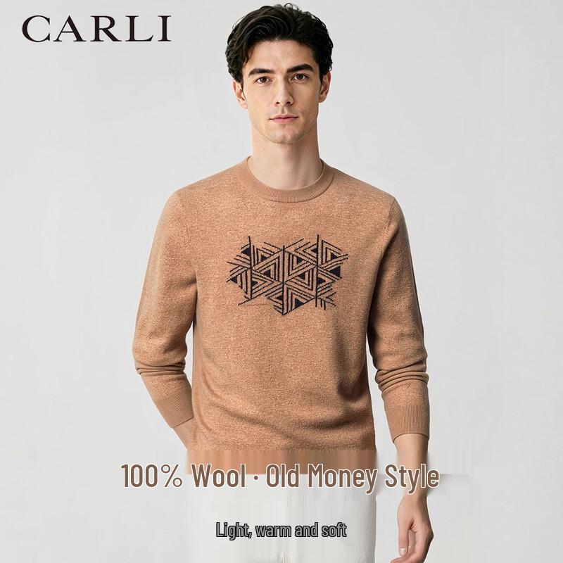 CARLI Men s 100% Merino Wool Geometric Pullover Sweater XL