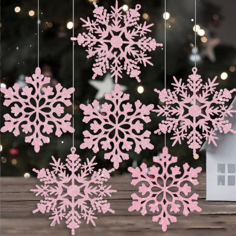 12pcs/set DIY Christmas Artificial Snowflake XmasTree Hanging Ornament  Winter Indoor