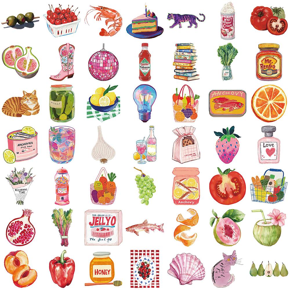 10/30/50pcs Vintage Mediterranean Tomato Graffiti Stickers Retro Aesthetics Decals DIY Laptop Journal Watercolor Cartoon Sticker