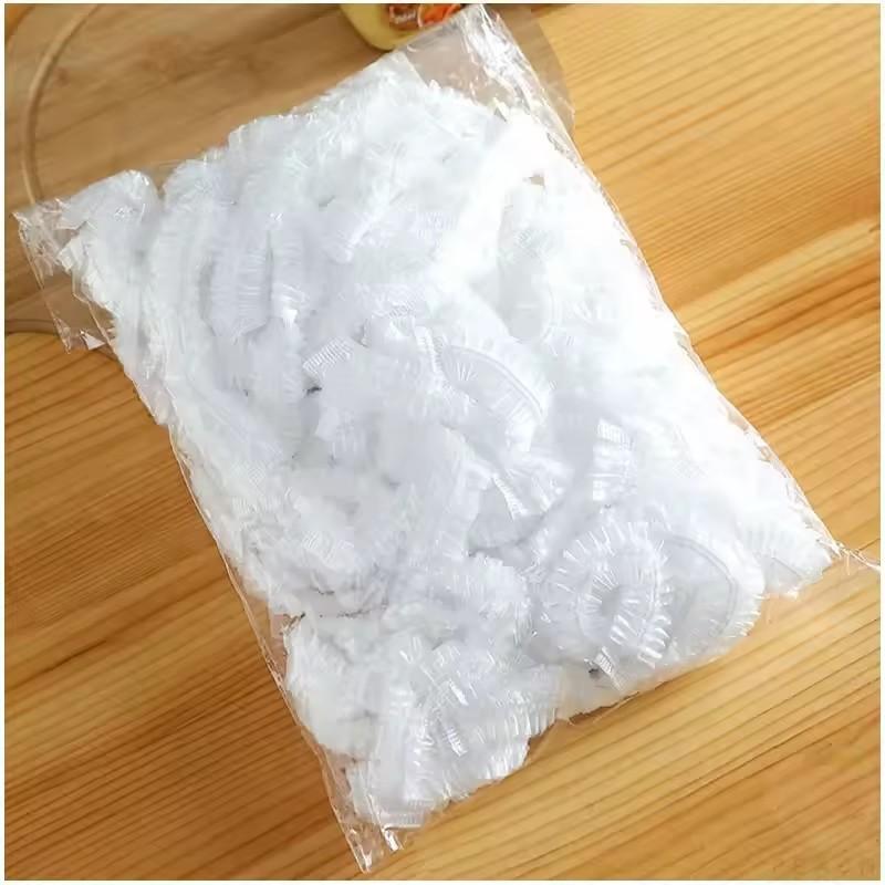 

Reusable Disposable Food Cover, Plastic Wrap, Durable Elastic Lids for Bowls, Elastic Plate Covers for Kitchen Food Saver Bag 100Pcs білий