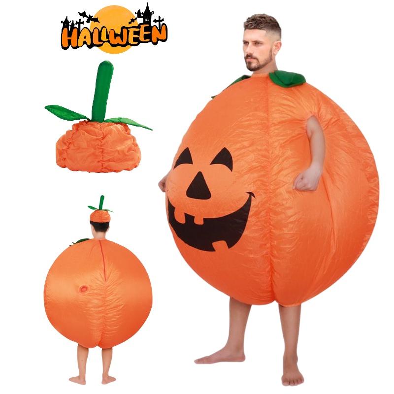 Pumpkin Halloween Costume Inflatable Suit With Cartoon Doll For Walking