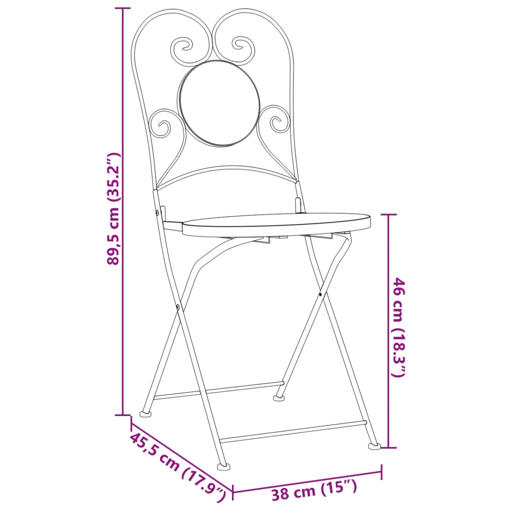 Bistro Chairs 2 pcs Foldable Blue