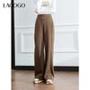 Lagogo Lago Valley's New High Waisted Comfortable Slimming Knitted Wide Leg Pants