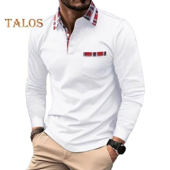 Men Spring Fall Shirt Buttoned Turn-down Collar Long Sleeves Plaid Print Chest Pocket Slim Fit Quick Dry Pullover Fitness Outdoor Training Top