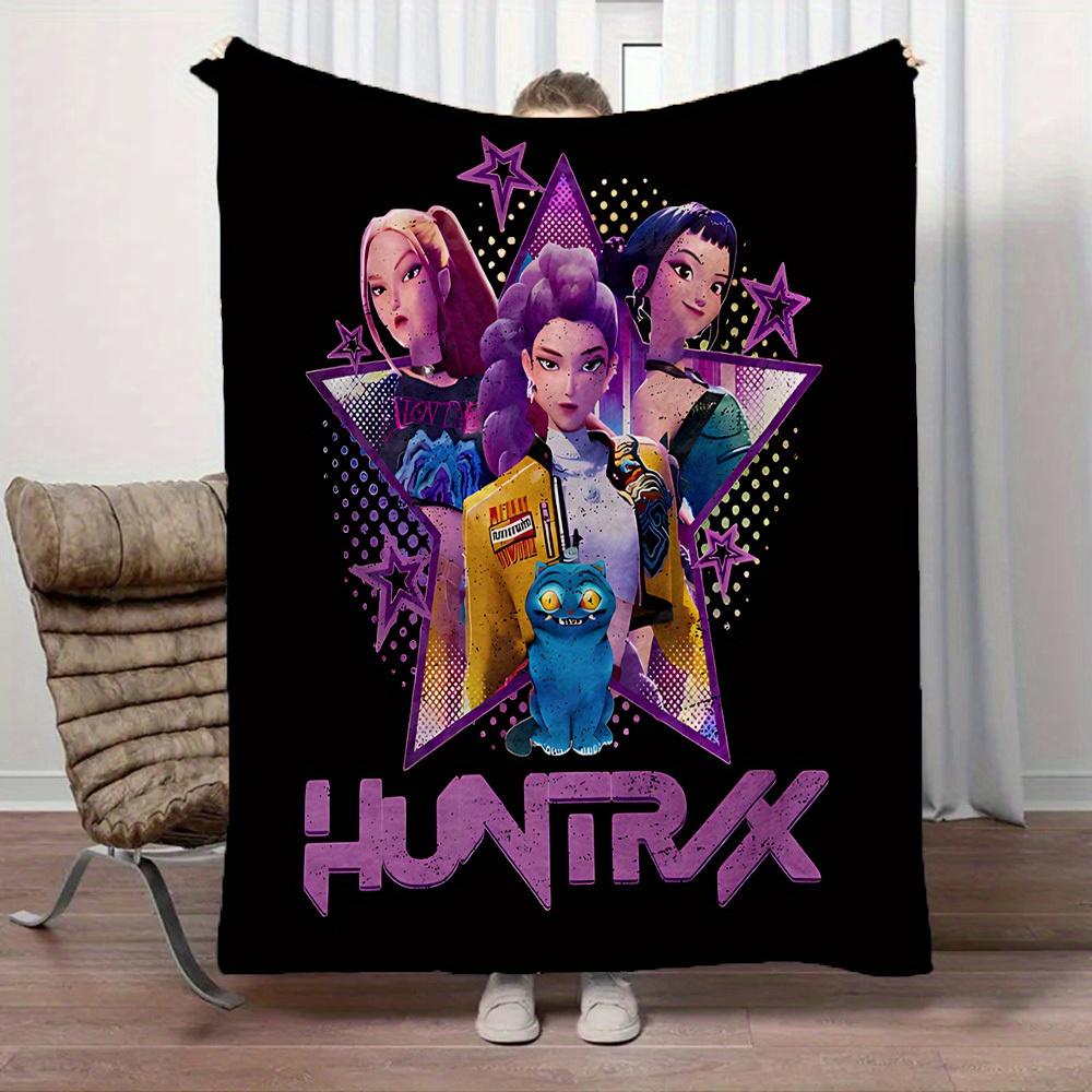 1Pc HUNTR/X Print Flannel Blanket, Comfortable for All Seasons, Home Decor, Warmth and Comfort, Perfect for Christmas Gifts821090