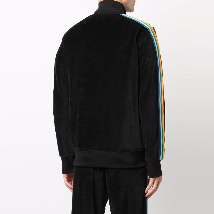 Palm Angels PA Rainbow Chenille Track Jacket Black Men Outerwear PMBD001F21FAB0081001