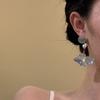 Round pearl love small fish pendant earrings fashionable small fresh stud earrings versatile temperament high-end earrings