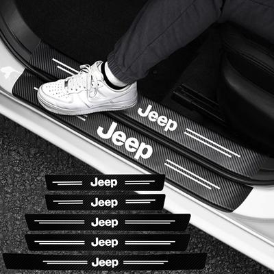 High-quality Carbon Fiber Car Door Sill Protector Sticker For Wrangler Grand Cherokee Compass Wagoneer Gladiator Avenger XJ