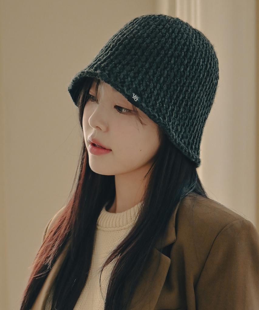 ULUK Lucida Black Label Winter Grid Knitting Bucket Hat_Charcoal