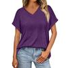 Damen Sommer V-Ausschnitt T-Shirt Locker Kurzarm Einfarbig Mode Top