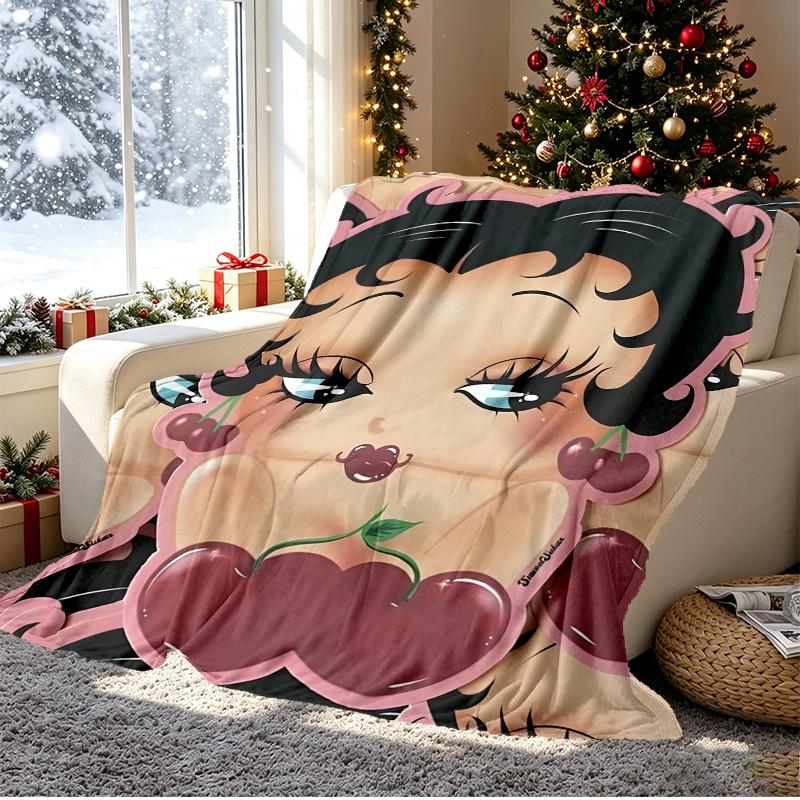 Betty Boop Pattern Blanket for Home Decoration, Bed, Sofa, Car Travel, Camping, Suitable for All Seasons, Birthday Christmas Gift