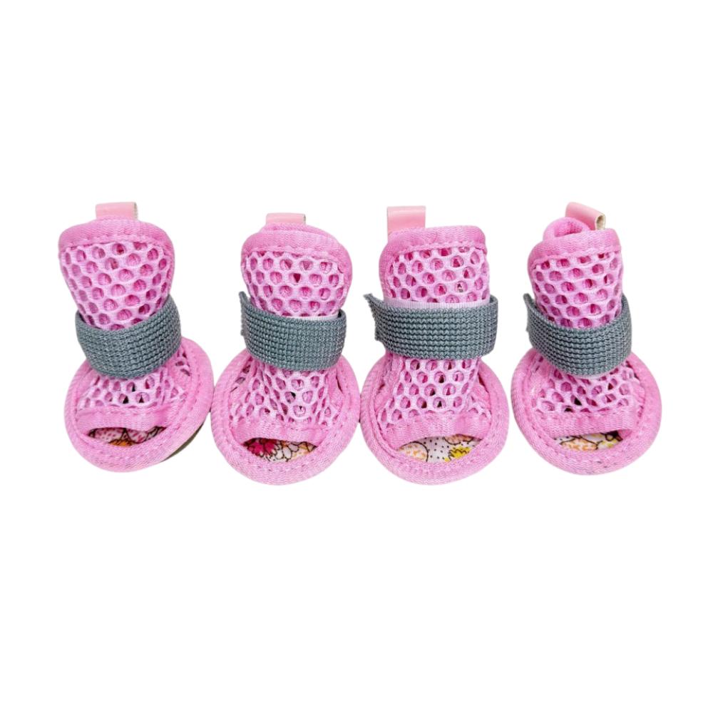 4Pcs/Set Soft Summer Dog Shoes Non-Slip Hollow Puppy Shoes Dog Paw Protector  for Small Medium Dogs