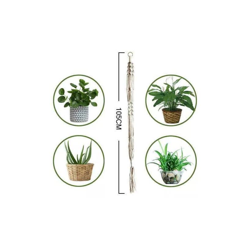 2 STK Makrame Jute Plantehenger Urtepotteholder Veggkunst Hage hengende tau