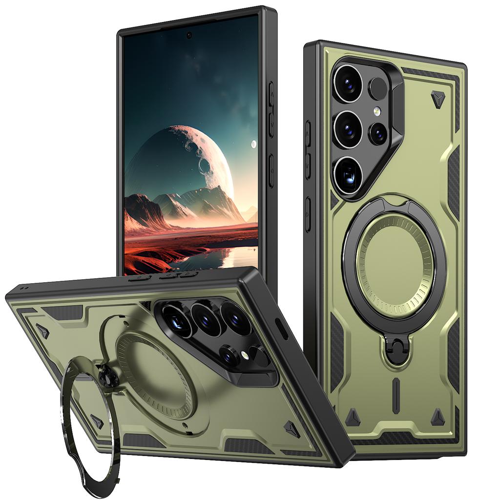 Dual Layer Armour Cover For Samsung Galaxy S25 S24 Ultra Edge S23 FE Plus S22 Ultra S21 For Magsafe Magnetic Bracket Phone Case