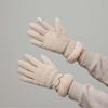 Snowflake Decoration Satin Anti-cold Gloves Soft Finger Mittens Plush Thickened Gloves  Winter