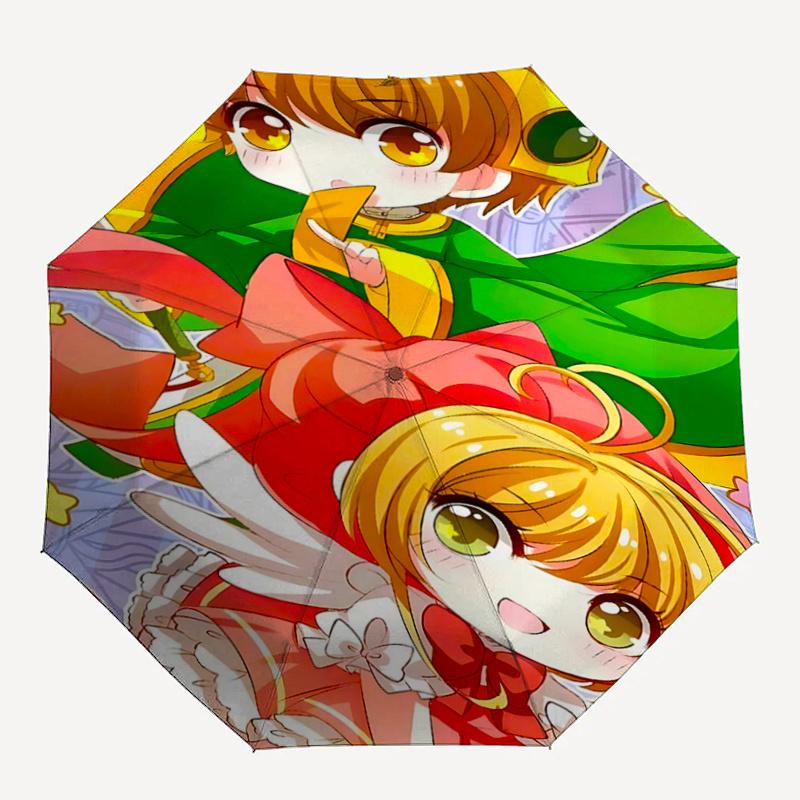 1pc Cardcaptor Sakura Automatic Folding Umbrella Portable 3-Fold Design with 8-Bone Iron Frame, Perfect for Festivals, Travel, Daily Use, and Gif