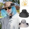 Large Size Quick Dry Bucket Hat with Solar Powered Fan USB Charging Sun Hat for Men Outdoor Hiking Camping Fishing Cooling Wear