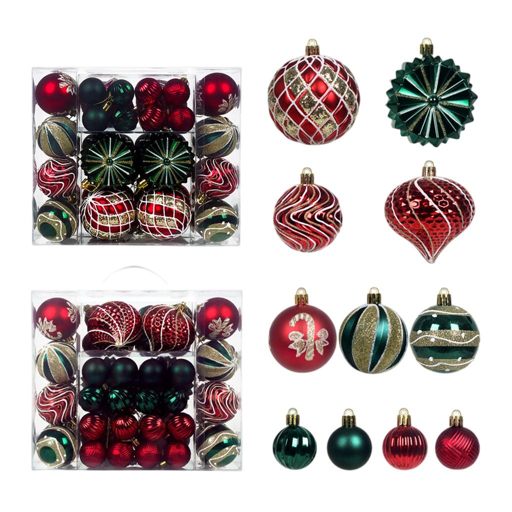48PC Flocked Velvet Christmas Tree Ball Ornaments Set