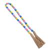 Ins Style Morandi Color Nordic Style Colored Wooden Beads Fringed Hemp Rope Beaded Home Holiday Diy Decoration Pendant