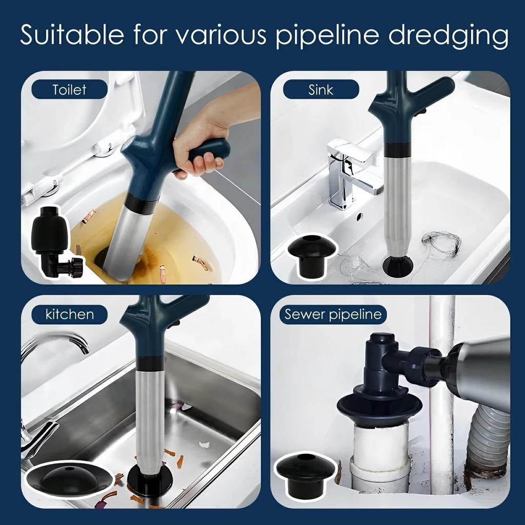 Toilet Plunger Clog Remover High Pressure Air Drain Blaster for Kitchen Bathroom Pipe Unblocker