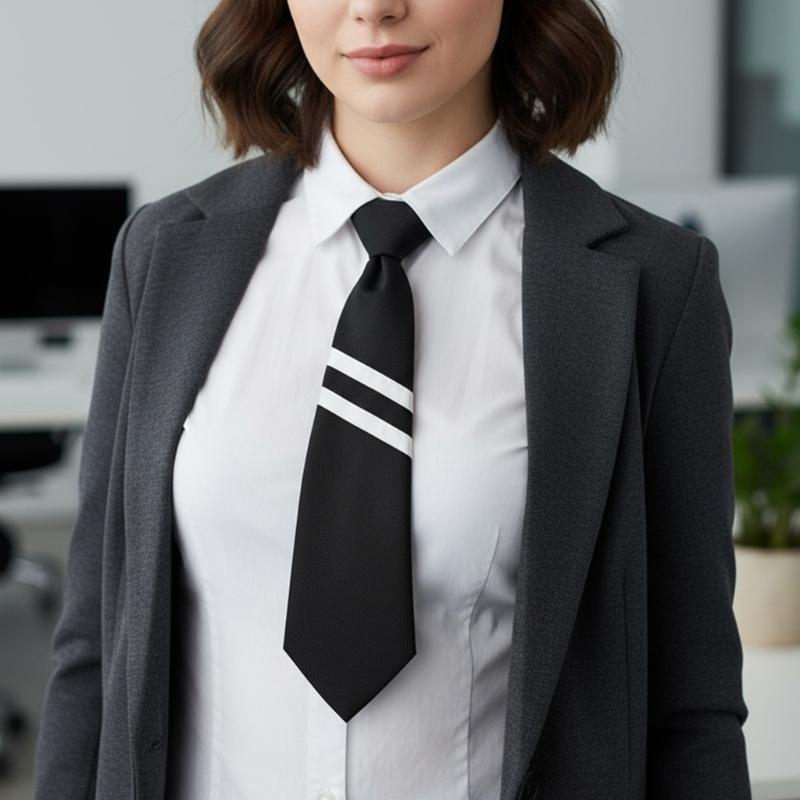 Clip On Necktie For Men Women Kids Classical Polyester Tie With Easy Snap Button For Business Casual Event