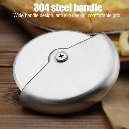 Stainless Steel Pizza Cutter Wheel Easy Cut Butter Spreader Rust-Resistant Rolling Slicer for Pies Pastries Flatbreads Essential Kitchen Baking Tool
