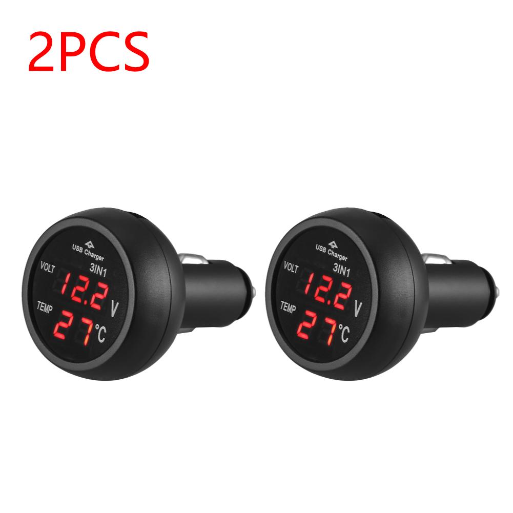 3-in-1 12/24V Auto Voltmeter Digital LED Auto Zigarettenanzünder Voltmeter Thermometer Autobatterie Monitor LED Volt Detektor
