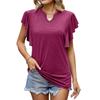 Summer Top for Women Falre Sleeve Loose Solid Color Tees U-neck Short Sleeve T-shirt