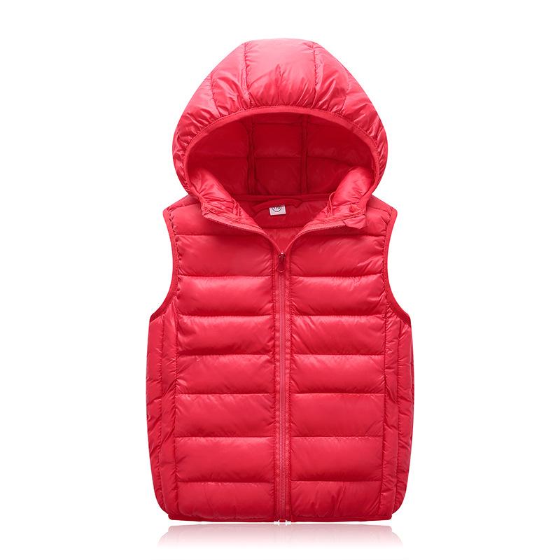 Kids' Korean-Style Hooded Down Cotton Vest for Autumn/Winter