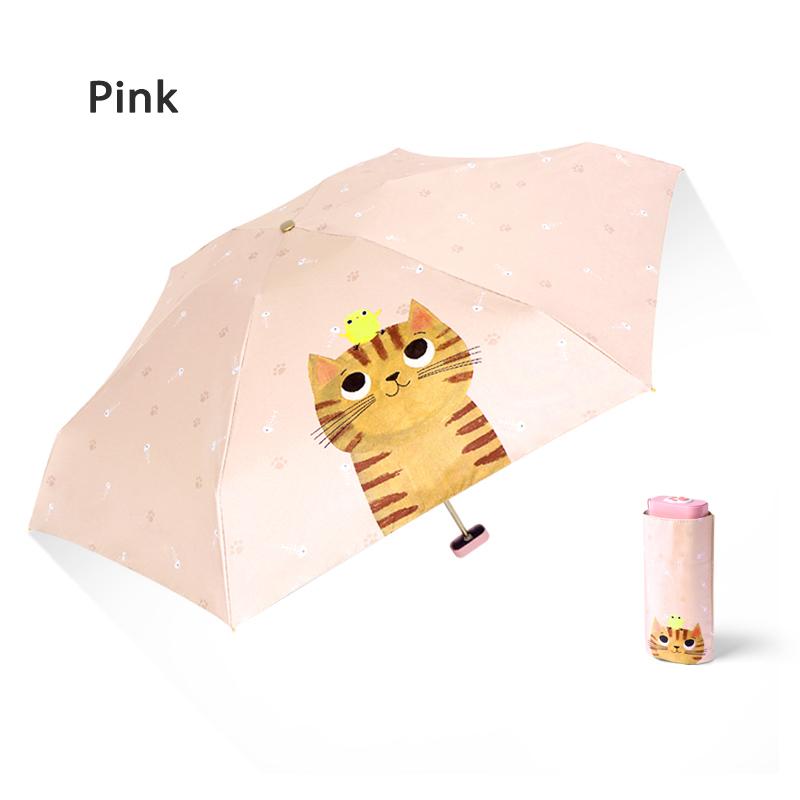 Summer Mini Folding Umbrella for Women Cartoon UV Protection Parasol Umbrella for Girls Sun Shade Cute Umbrella Foldable Pocket