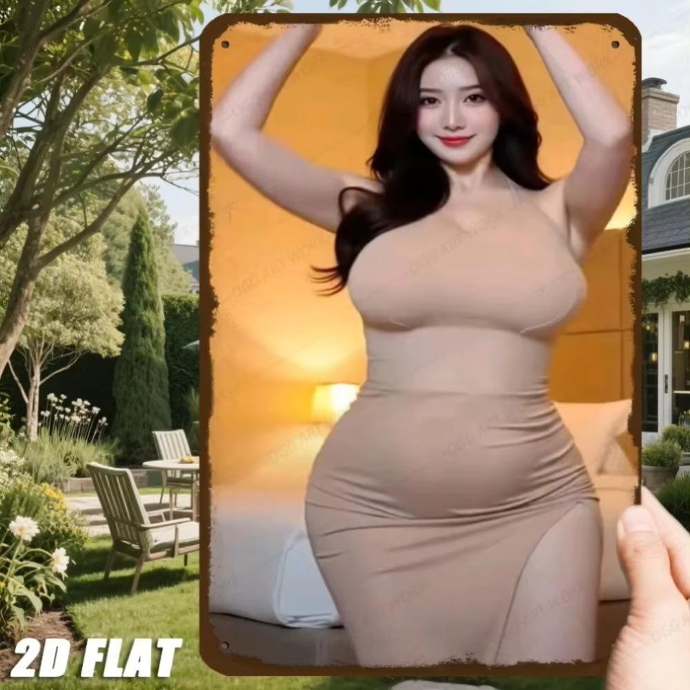 Elegant Lady Silhouette Metal Wall Art 8x12 Inch Weatherproof Indoor Outdoor Kitchen Christmas Decor Gift