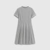 GAP Women's Pleated Logo Contrast Lapel Short Sleeve Dress