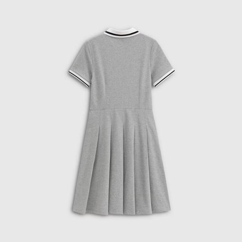 GAP Women's Pleated Logo Contrast Lapel Short Sleeve Dress