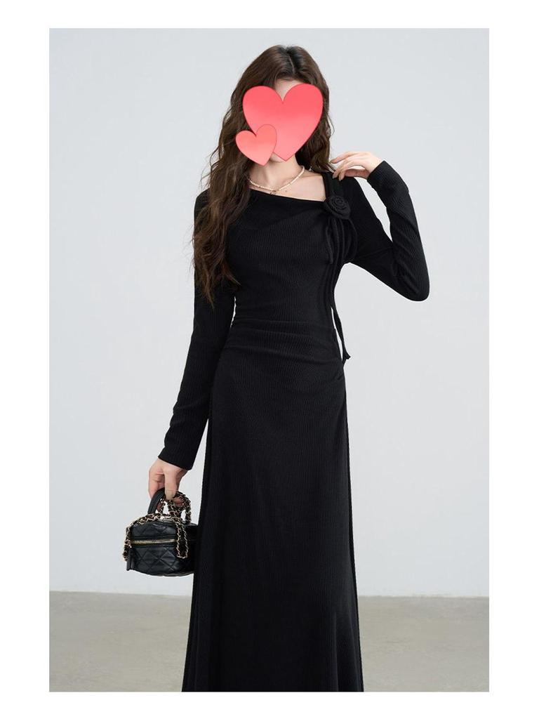 2025 French High-End Red Early Autumn Plus Size Slimming Women's Dress