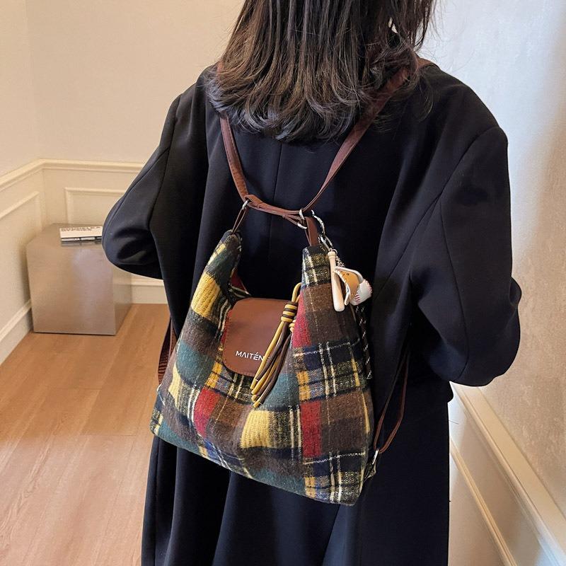 Leisure Commuting Contrasting Color Tote Bag Women's New Large-capacity Shoulder Bag Multi-functional Backpack