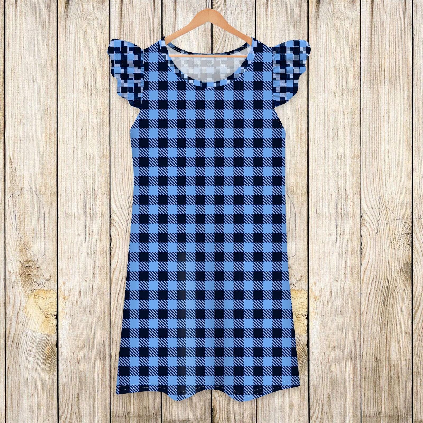 

Детское платье с рукавами-крылышками, юбка с принтом, повседневное платье 110 синий