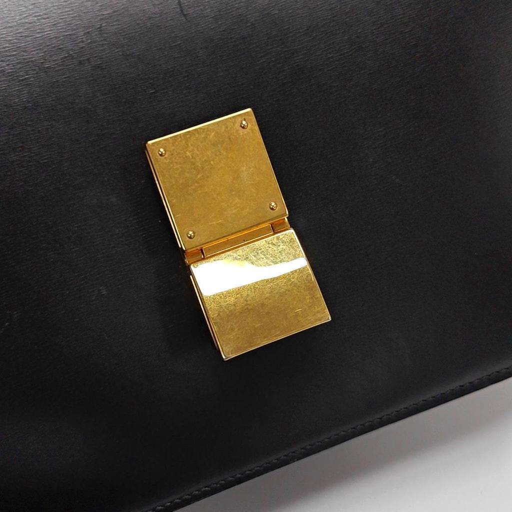 [Gebraucht] Klassische Box Polierte Goldene Schnalle Leder Tofu Tasche Umhängetasche Crossbody Tasche Mittel - Gut #1RJYFKA