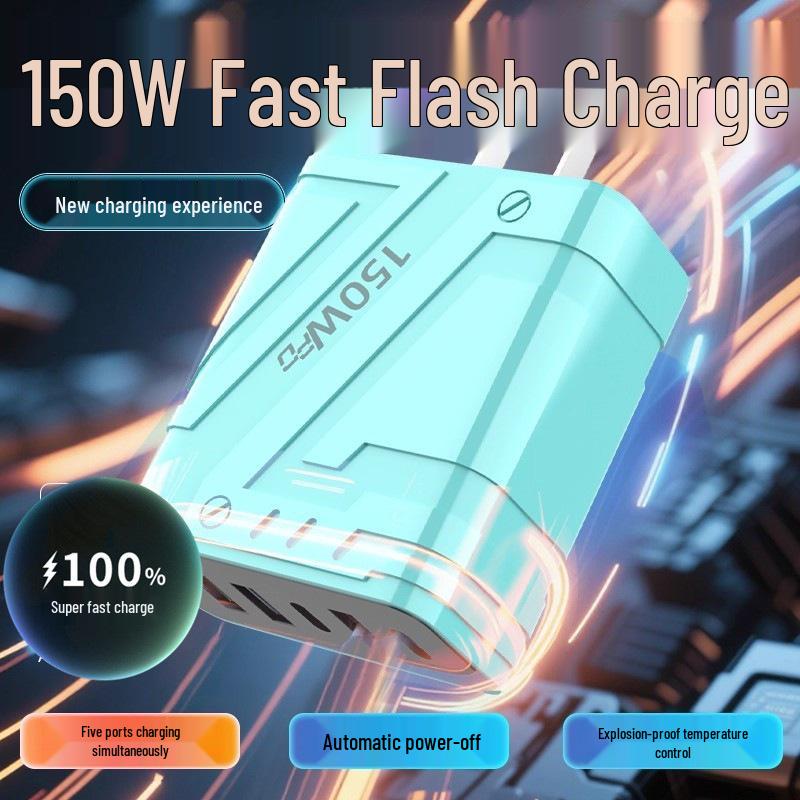 150W High-Power Multi-Port Fast Charging Plug for Mobile Phones