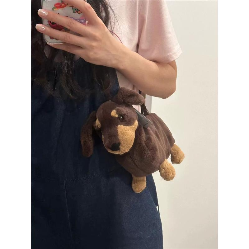 Dackel Cartoon Plüschpuppe Schulter Crossbody Handtasche