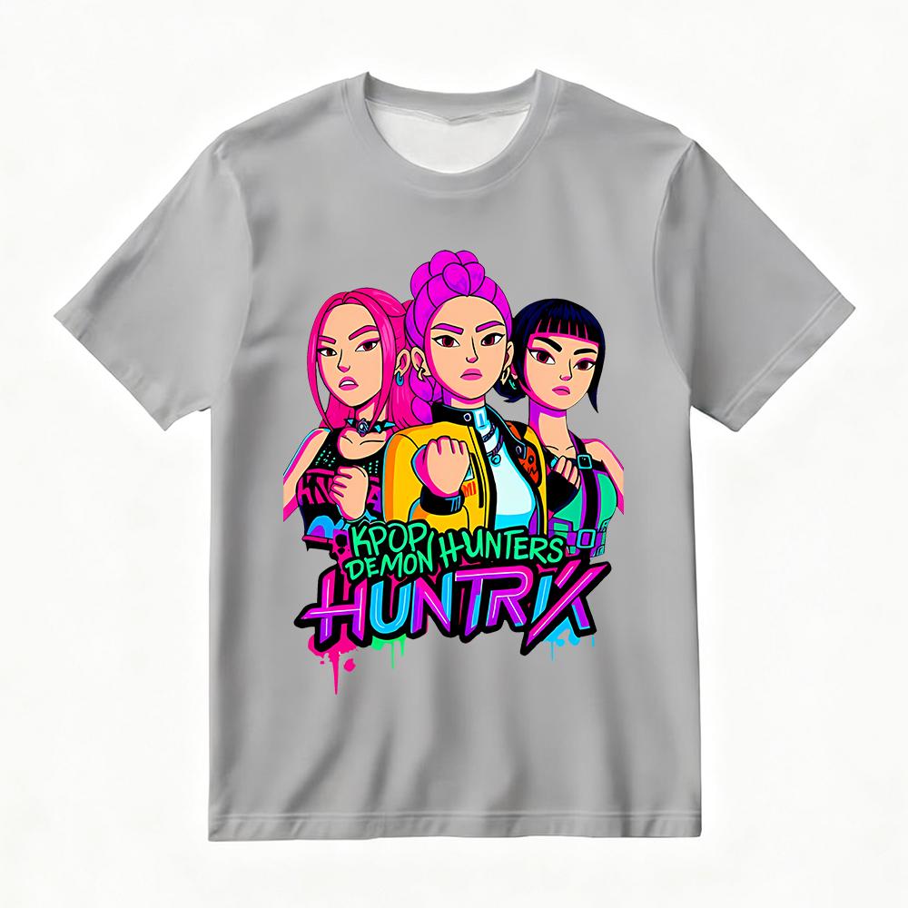 Women's Summer KPop Demon Hunters Graphic T-Shirt Vibrant Cartoon Character Print Tee Fashion Streetwear & Casual Daily Outfits