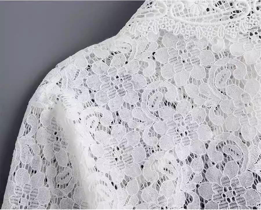 Versatile Lace Cardigan with Mock Collar - Women's Long Sleeve Shawl for Spring, Summer, and Autumn.