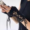 Fille Style Lolita Ruban Gants Courts Noirs Gothique Punk Mitaines Chauffe-Bras Accessoires de Cosplay Fête Halloween Gants
