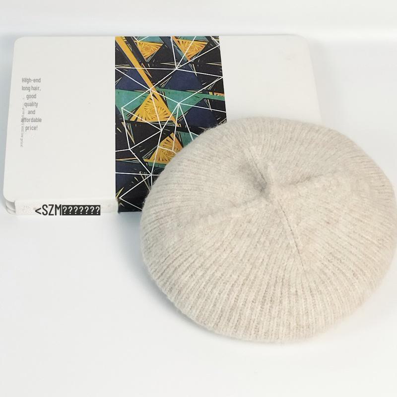 

Женский зимний шерстяной берет: Вязаная шапка художника в стиле ретро в британском, японском и корейском стилях на осень. абрикосовый